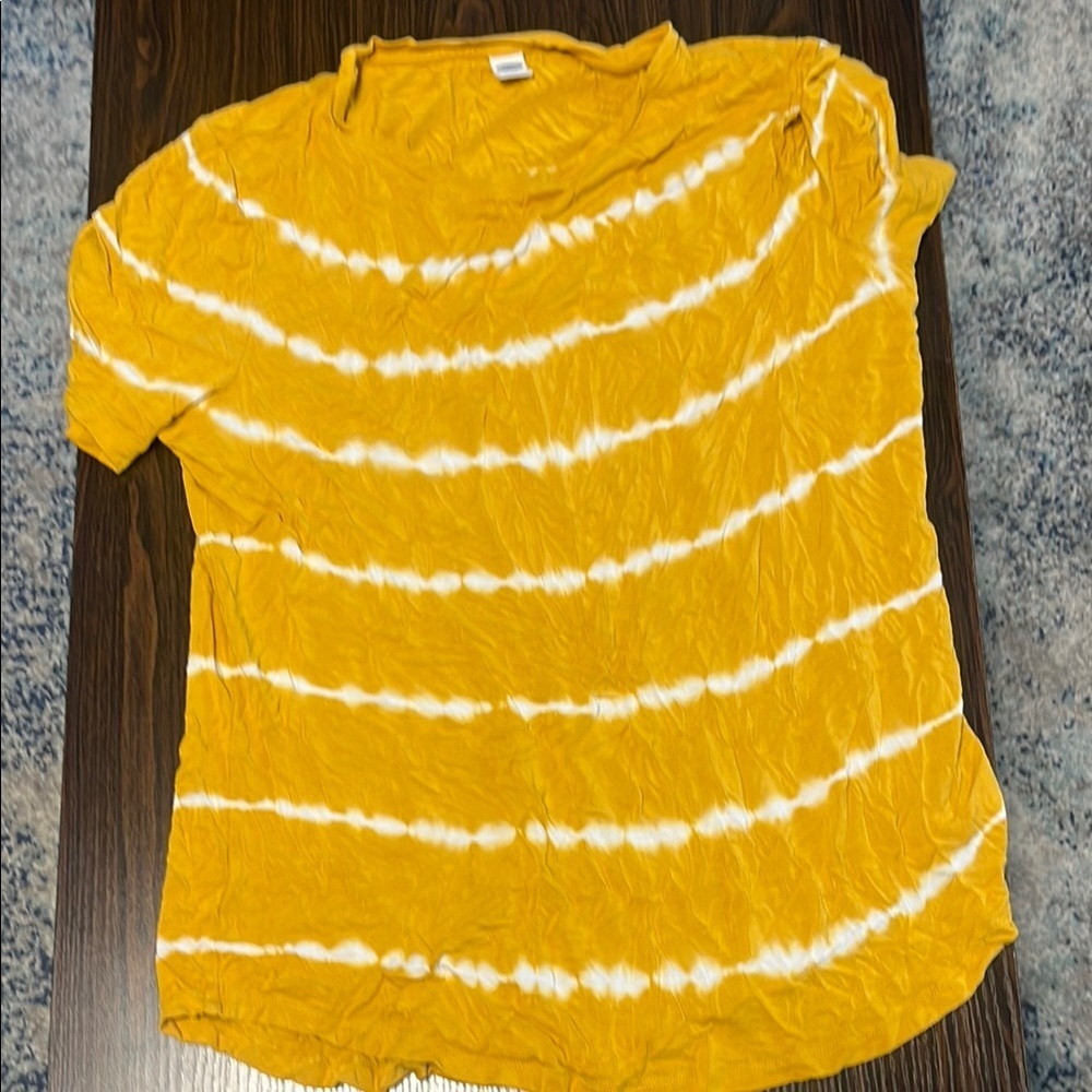 Old Navy Yellow White Tie Dye Short Sleeve Tee Women's Medium
